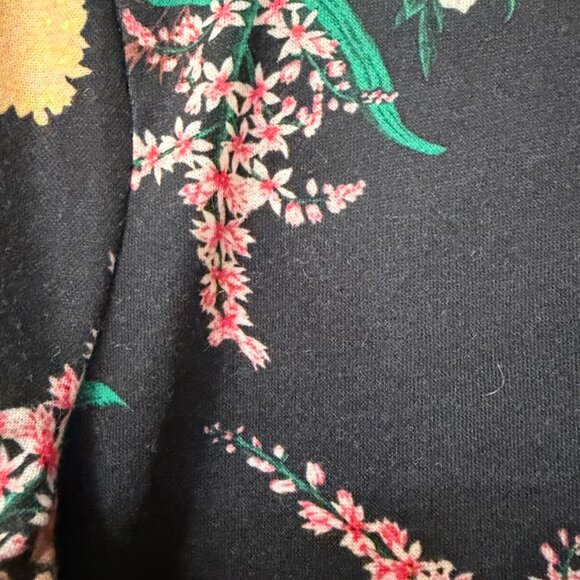 Black Floral Long Sleeve Tunic Dress – Soft Stretchy Casual Top - Picture 7 of 7